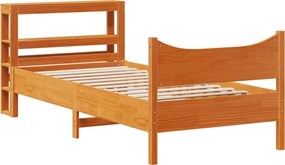vidaXL Cadru de pat cu tăblie, maro ceruit, 75x190 cm, lemn masiv pin