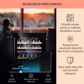 Klarstein Vinsider 36 Onyx Edition, vinotecă, 85 l, 5-22°C, 2 zone.