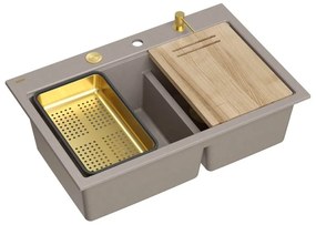 Statie de lucru incastrata Quadron Unique Marc 120 bej soft taupe - auriu 76x50 cm