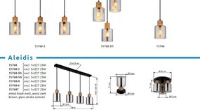 Lampa de masa lemn maro sticla fumurie ALEIDIS