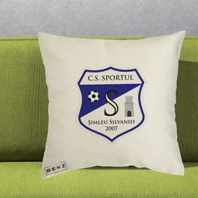Perna Personalizata CS Sportul Simleu Silvaniei 2007, 40x40 cm, Ecru, Husa Detasabila, Perna Inclusa, BEKZ®
