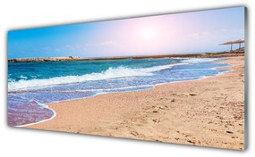Tablou pe sticla Ocean Beach Peisaj Albastru Maro