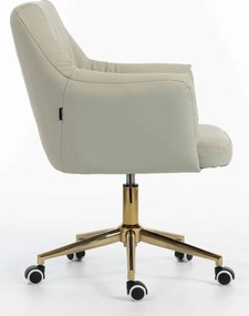 HR840K Scaun Culoarea Inului Piele Ecologica Premium Soft cu Bază Aurie