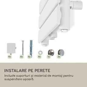 Blumfeldt Fairmont 80 x 45 calorifer 375W apă caldă 3 suporturi pentru prosoape 1/2