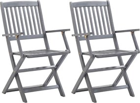 vidaXL Scaune de exterior pliabile, 2 buc., lemn masiv de acacia