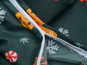 Lenjerie de pat din microfibra SNOWMAN AND GINGERBREAD verde Dimensiune lenjerie de pat: 70 x 90 cm | 140 x 220 cm