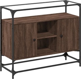 vidaXL Dulap, blat din sticlă stejar maro 98x35x81 cm lemn prelucrat