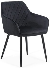 Scaun living din catifea cu picioare metalice BUC 258 negru