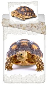 Lenjerie de pat pentru copii albă-maro din bumbac pentru pat de o persoană 140x200 cm Tortoise – Jerry Fabrics
