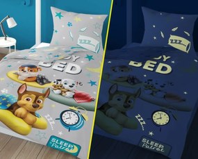 Lenjerie de pat luminoasa PAW PATROL Ready for bed gri Dimensiune lenjerie de pat: 70 x 80 cm | 140 x 200 cm