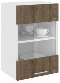 Corp Superior Karo, O Usa, cu sticla, Stejar Bronz/Alb, 40 x 30 x 60 cm