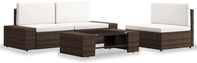 vidaXL Set mobilier de grădină, 4 piese, maro, poliratan