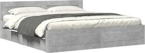 vidaXL Cadru de pat cu tăblie gri beton 200x200 cm lemn prelucrat