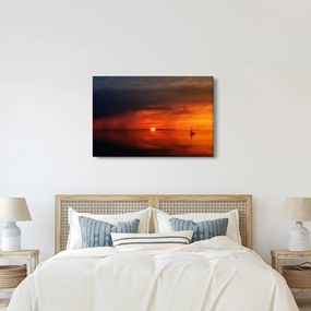 Tabloul apusului de soare cu barca (90x60 cm)