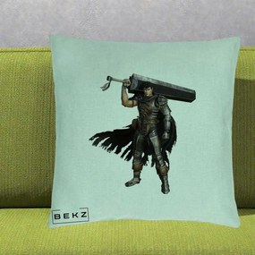 Perna Personalizata Berserk Guts Luptatorul Negru, 40x40 cm, Verde Menta, Husa Detasabila, Perna Inclusa, BEKZ®