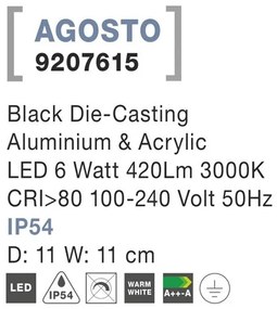 Aplica perete LED de exterior IP54 AGOSTO NVL-9207615