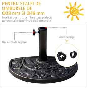 Outsunny Bază Umbrelă Soare Rasina Reglabilă cu Manivela 9kg 50x31x32cm | Aosom Romania