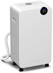 HOMCOM Dezumidificator de aer 12 L/zi, dezumidificator silențios, rezervor apă 2,1 L, ecran LED, 28x18,5x50,5cm, alb | Aosom Romania