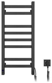 Radiator de baie tip scară cu termostat AVANGARD 251W/230V 80,6cm IP44, negru, racordare pe partea dreaptă