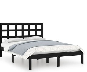 vidaXL Cadru de pat, negru, 140x190 cm, lemn masiv