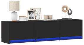 vidaXL Dulap TV cu LED, negru, 165x34x40 cm, lemn prelucrat