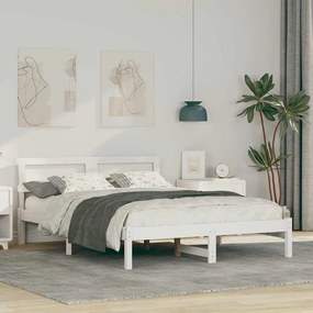 vidaXL Cadru de pat Alb 120 x 200 cm Lemn de brad solid