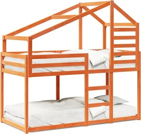 vidaXL Pat supraetajat cu acoperiș maro ceruit 80x200cm lemn masiv pin