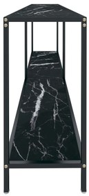 Masa consola, negru, 200x35x75,5 cm, sticla securizata 1, Negru marmura, 200 x 35 x 75.5 cm