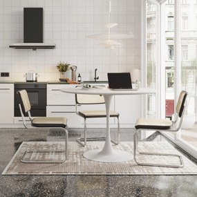 Masă de sufragerie rotundă modernă, Alb | Aosom Romania