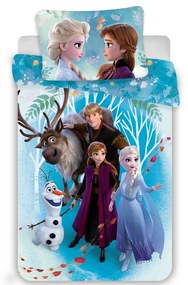 Jerry Fabrics Lenjerie din bumbac pentru copii Frozen family, 140 x 200 cm, 70 x 90 cm