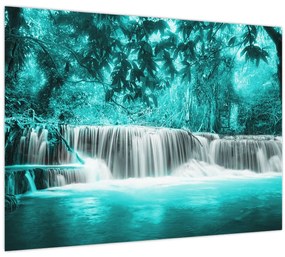 Tablou pe sticlă - Cascada albastră (70x50 cm)