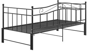 Cadru pat canapea extensibila, negru, 90x200 cm, metal Negru