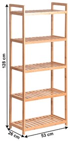 Raft cu 5 polite, bambus natural, FIORE TIP 3