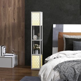 HOMCOM Lampadar cu rafturi 2 lampi 2 rafturi 4 nivele MDF gri model de fagure 26 x 26 x 156 cm gri | Aosom Romania