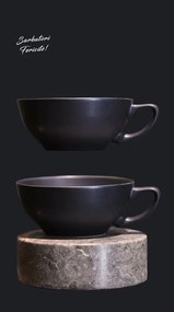 Set Cadou 4 Cesti Vulcano Adora 300ml (design organic, forma atipica) Negru Mat (2 + 2 cadou)