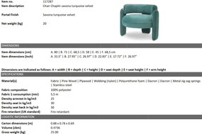 Scaun modern design LUX Chaplin, Savona turquoise