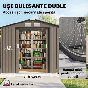 Outsunny Căsuță de Grădină pentru Unelte, 213x130x185 cm, Maro | Aosom Romania