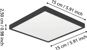 Eglo 901328 - Plafonieră LED pentru baie FUEVA LED/7W/230V 15x15 cm IP44 negru