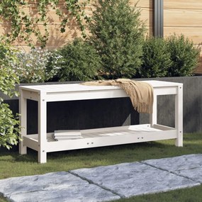 vidaXL Bancă de grădină, alb, 108x35x45 cm, lemn masiv de pin