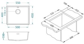 Chiuvetă de bucătărie ALVEUS 1150051 OMNI 55x45 cm alb