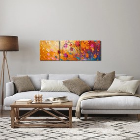 Tablou - Pictură flori colorate (cu ceas) (90x30 cm)