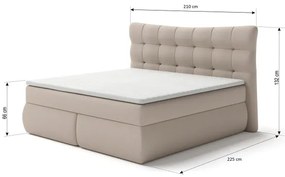 Pat saltea boxspring SOFIA 180x200 cm, bej, cu topper inclus