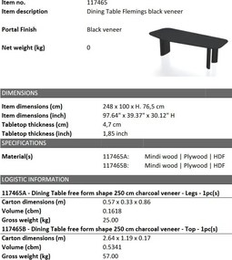 Masa dining moderna design LUX Flemings negru 250x105cm