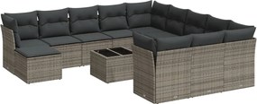 vidaXL Set mobilier de grădină cu perne, 13 piese, gri, poliratan