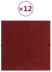 Panouri de perete, 12 buc., rosu vin, 30x30cm, tesatura, 1,08m   12, Bordo, 30 x 30 cm