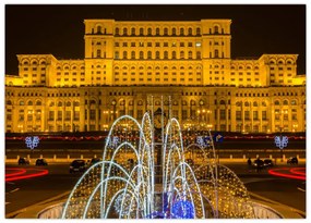 Tablou pe sticlă - Palatul Parlamentului, București, România (70x50 cm)