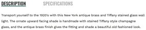 Aplica de perete cu sticla tiffany New York