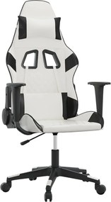 vidaXL Scaun de jocuri, alb și negru, piele ecologică