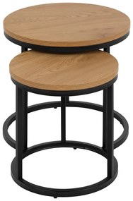 Măsuțe auxiliare 2 buc. rotunde cu blat cu aspect de lemn de stejar ø 45 cm Spiro – Actona