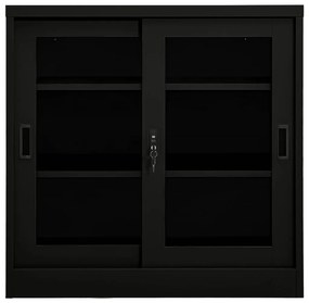 335956 vidaXL Dulap cu ușă glisantă, negru, 90x40x90 cm, oțel